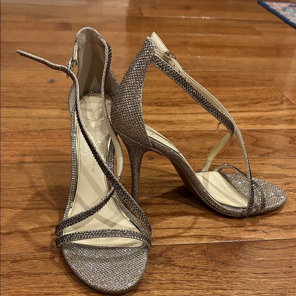 Jessica Simpson Glittering Silver Heels